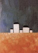 Kasimir Malevich Five house Landscape oil painting artist